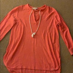 Loft large top with off white draw string at neck